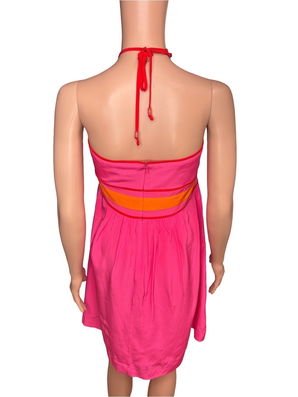 Trina Turk Hot Pink Silk Halter Mini Dress Size 12 - Picture 5 of 9
